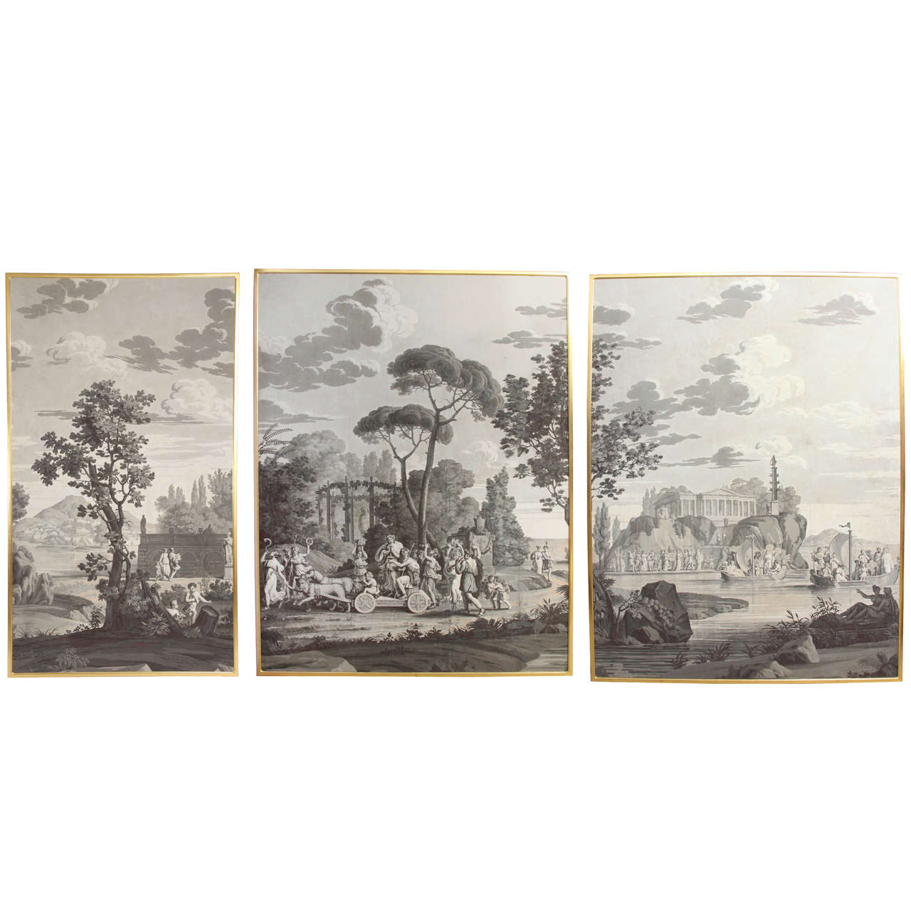 Joseph Dufour grisaille wall panels, 1820s