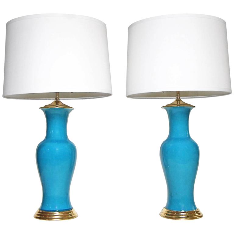 Turquoise ceramic lamps, 1960s