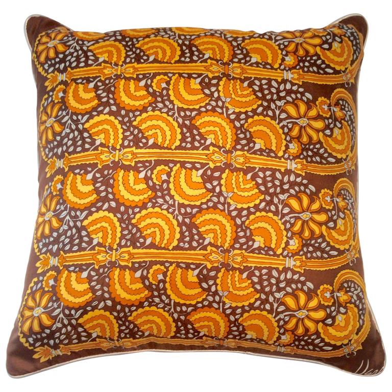 Pillow made with a 1960s Vera silk scarf