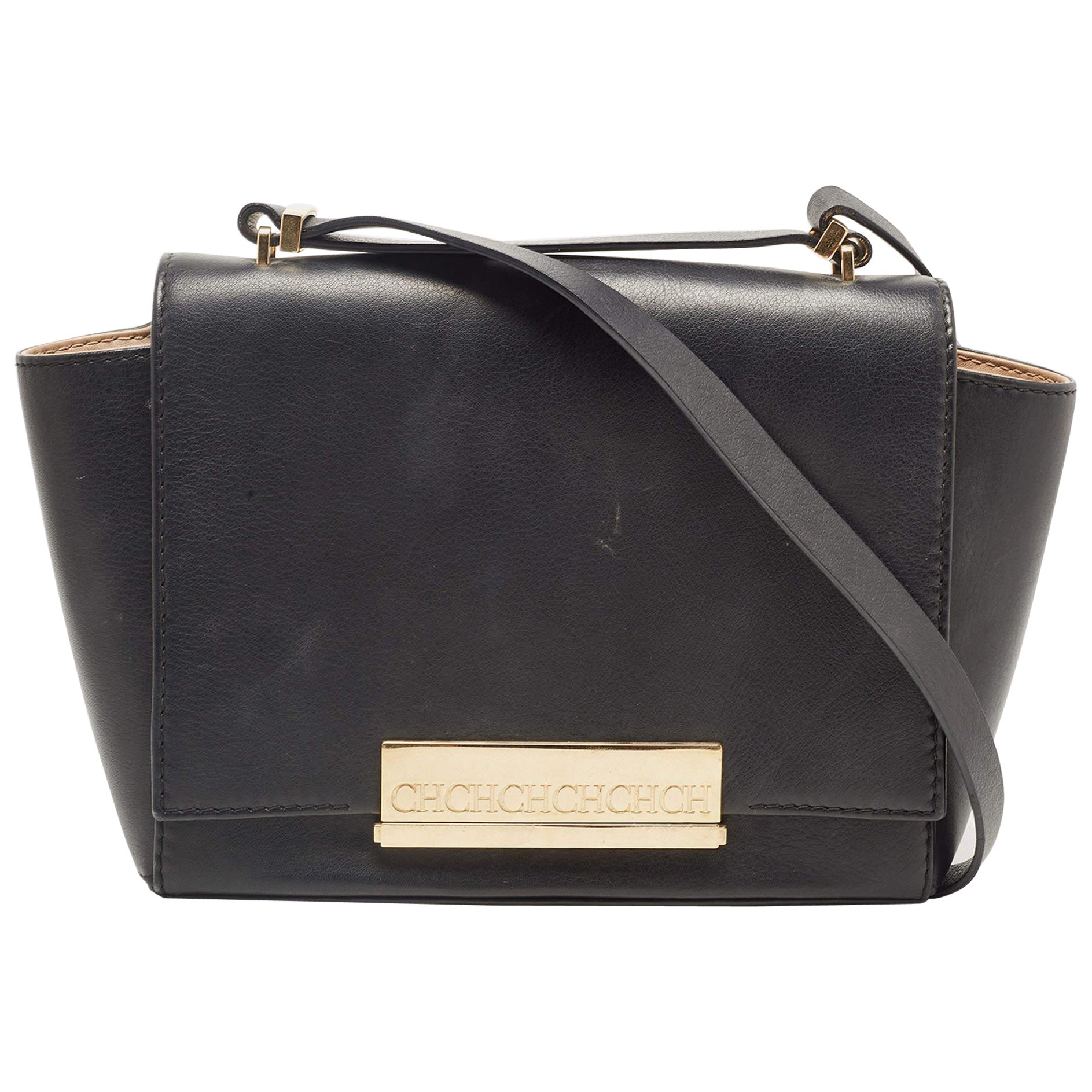 general high quality CH Carolina Herrera Black Leather Logo Metal
