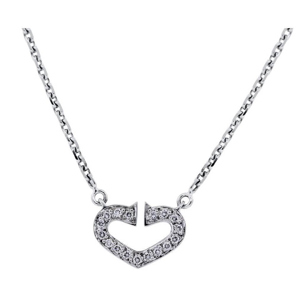 White Gold Diamond Heart Pendant Necklace