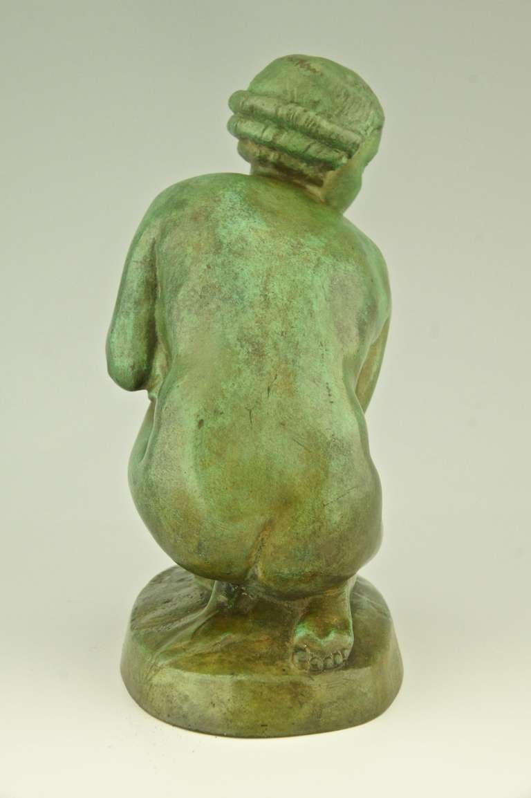 Art Deco Bronze Of A Kneeling Nude By Lucien Alliot At Stdibs