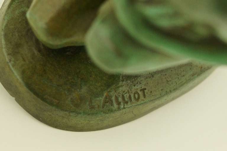 Art Deco Bronze Of A Kneeling Nude By Lucien Alliot At Stdibs