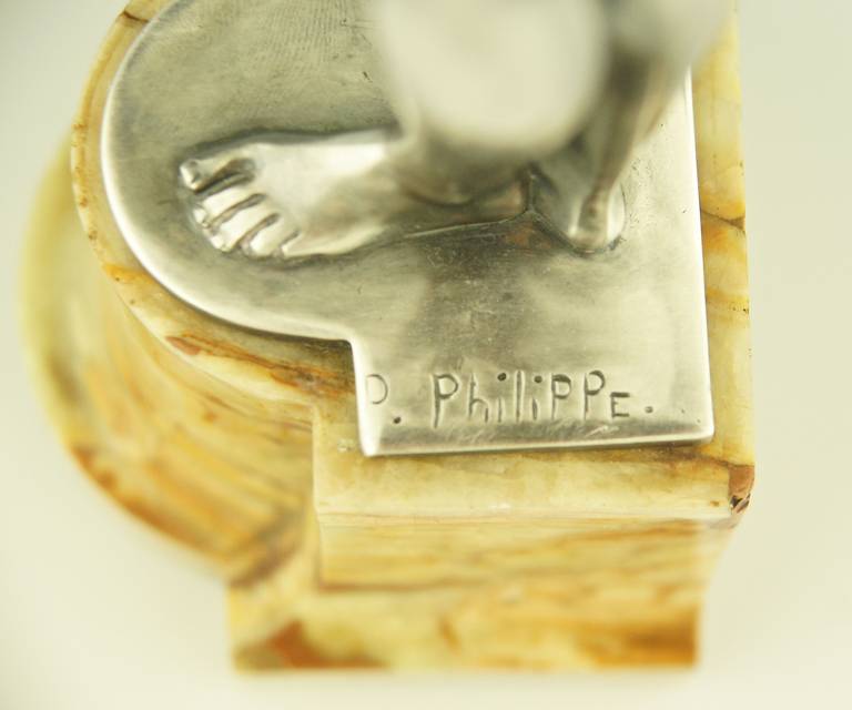 Art Deco Silvered Bronze Sculpture Nude By Paul Philippe France
