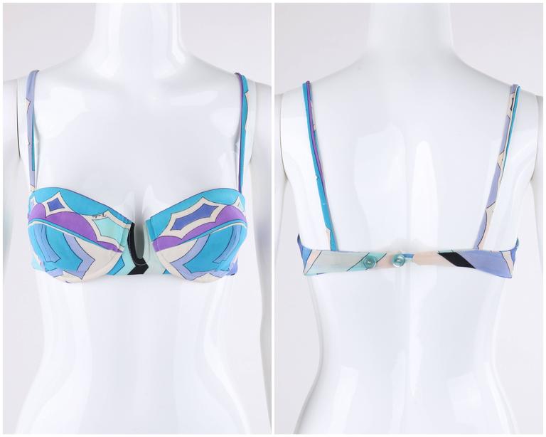EMILIO PUCCI C 1960 S Blue Signature Print Two Piece Bikini Bathing