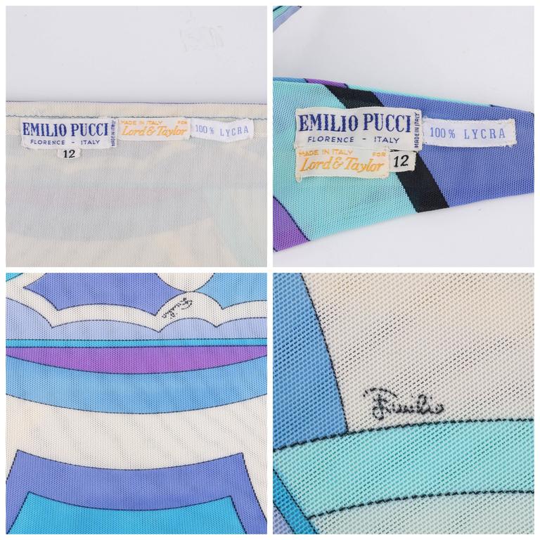 EMILIO PUCCI C 1960 S Blue Signature Print Two Piece Bikini Bathing