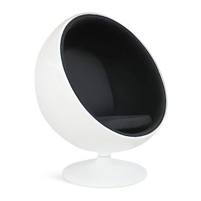 Eero Aarnio Black-and-White Swivel Ball Lounge Chair, 2018