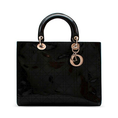 Christian Dior Black Patent Leather Lady Dior Bag, Contemporary