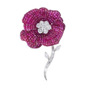 Van Cleef & Arpels Ruby and Diamond Poppy Brooch, 1970