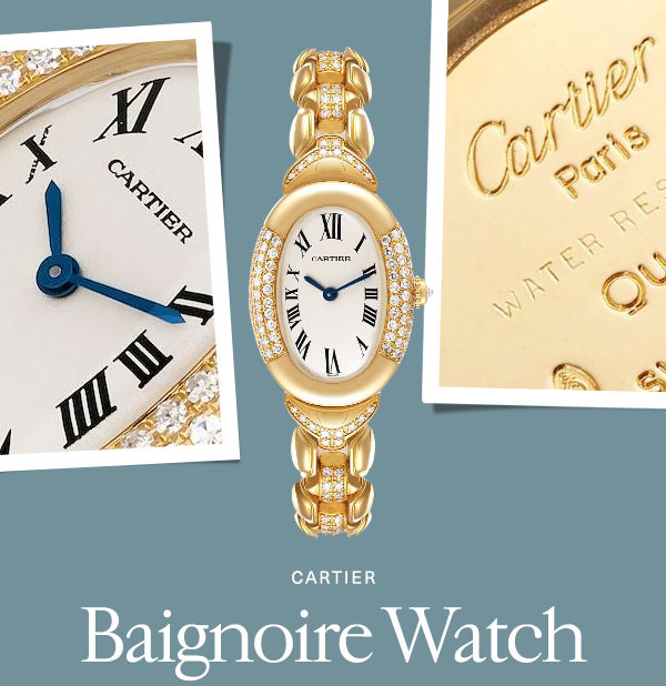 Gold and Diamond Silver-Dial Baignoire Watch 1812