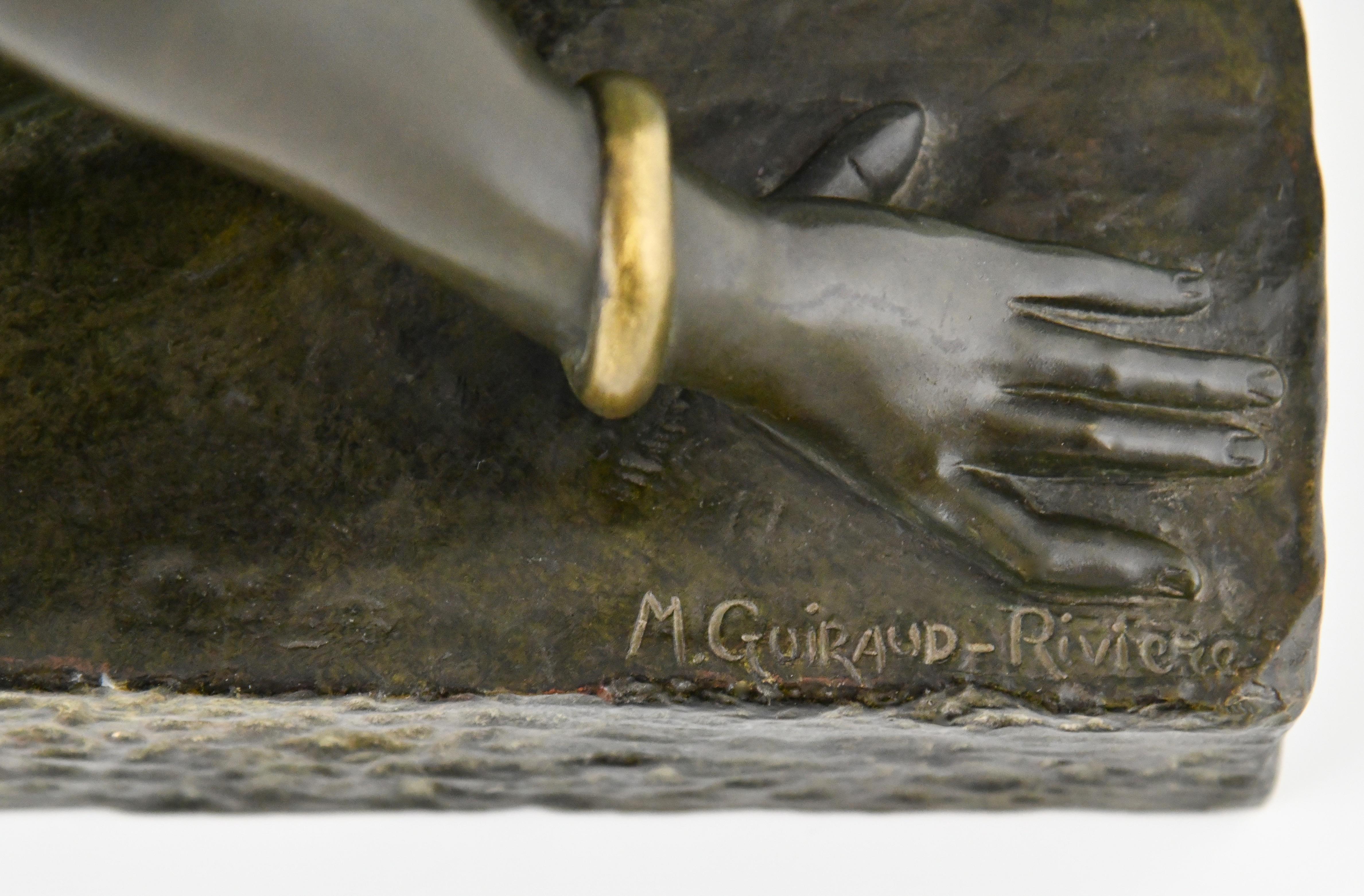 Enigme Art Deco Bronze Sculpture Seated Nude by Guiraud Rivière Foundry Seal at stDibs