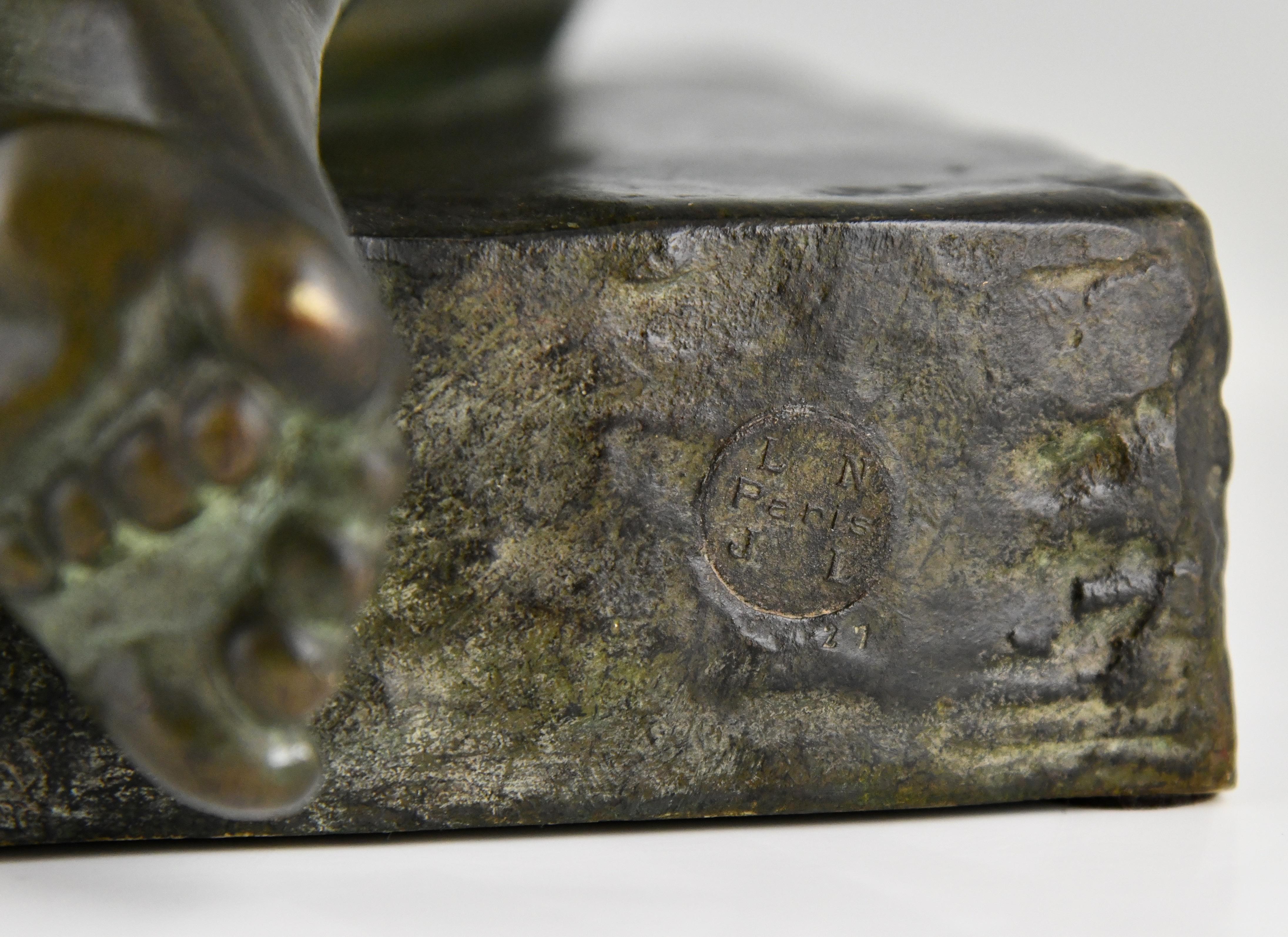 Enigme Art Deco Bronze Sculpture Seated Nude by Guiraud Rivière Foundry Seal at stDibs