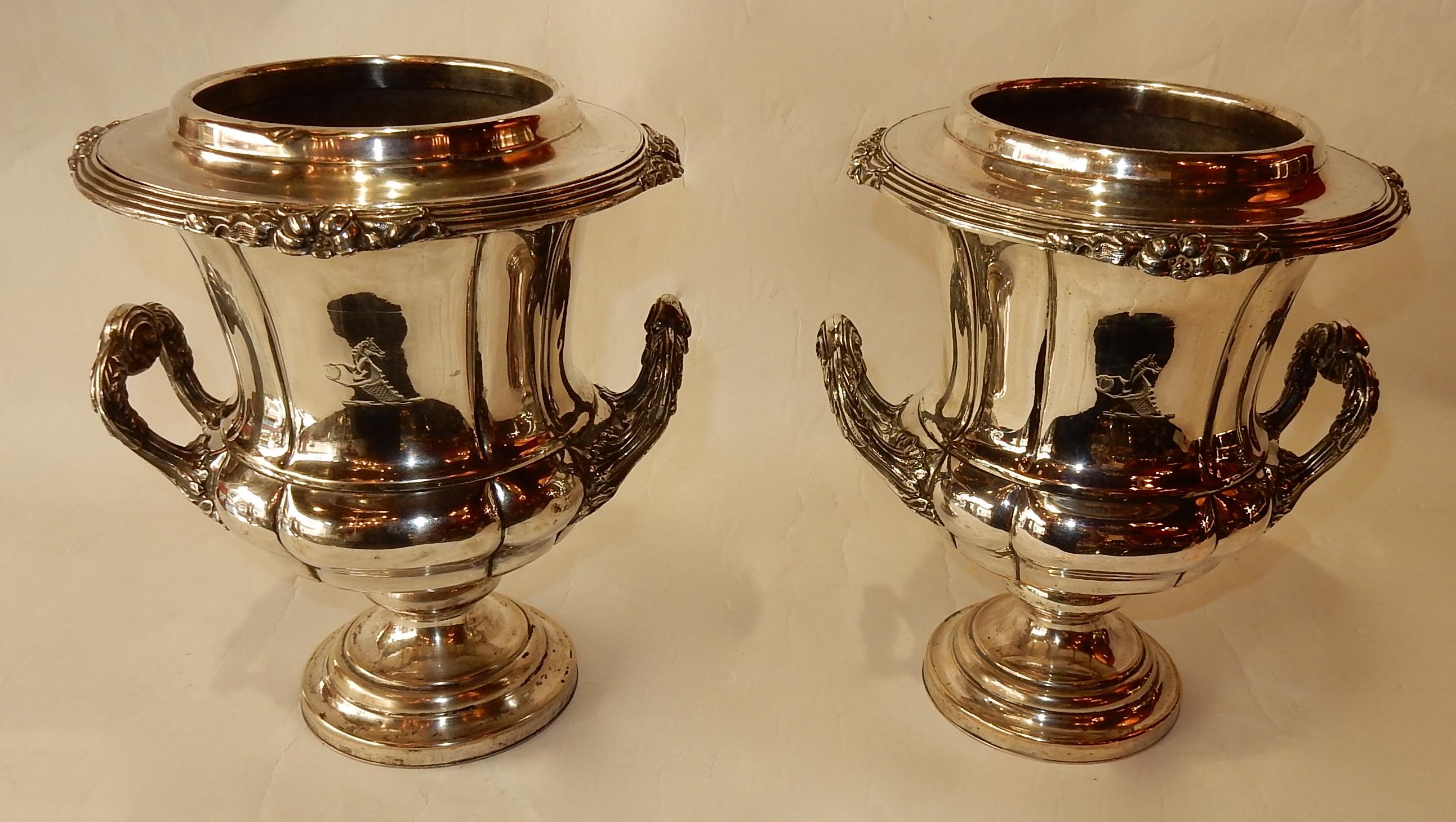 1900 Pair of Silver Metal Refreshers in the Style of Napoleon 3 For Sale 3