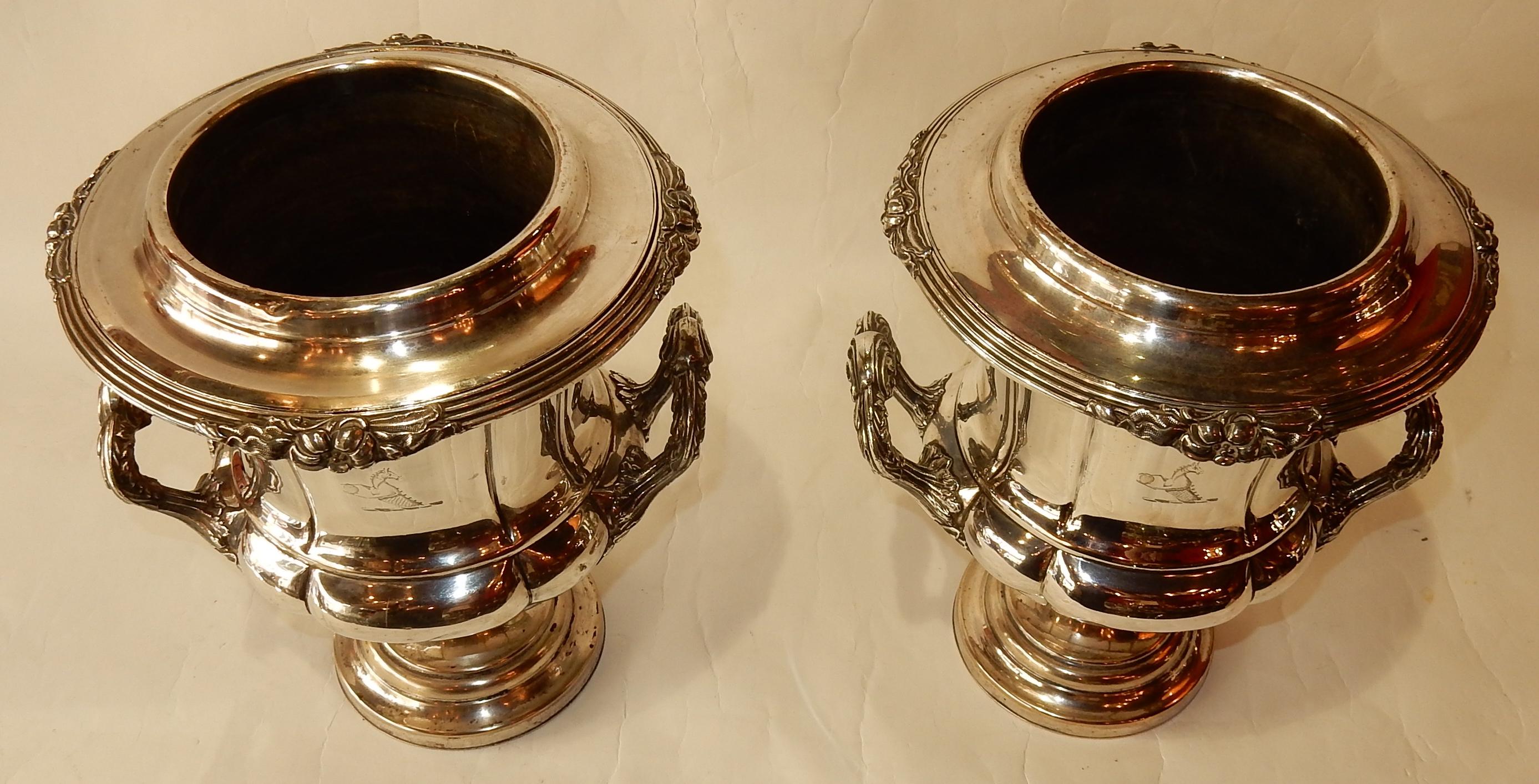 1900 Pair of Silver Metal Refreshers in the Style of Napoleon 3 For Sale 4