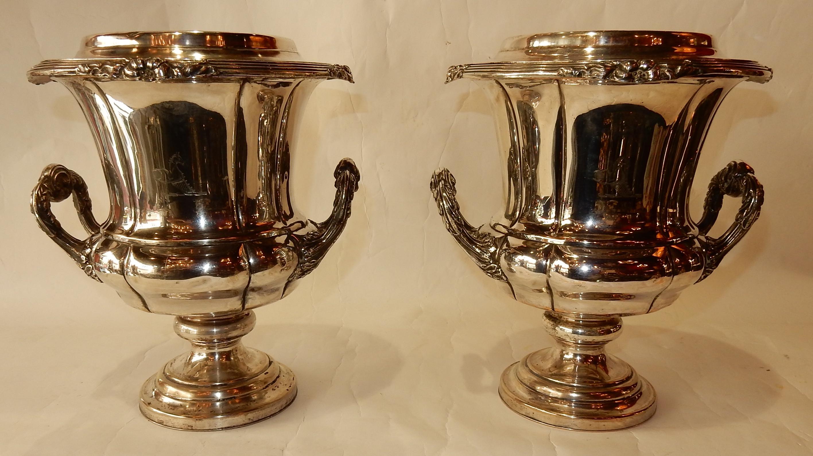 1900 Pair of Silver Metal Refreshers in the Style of Napoleon 3 For Sale 5