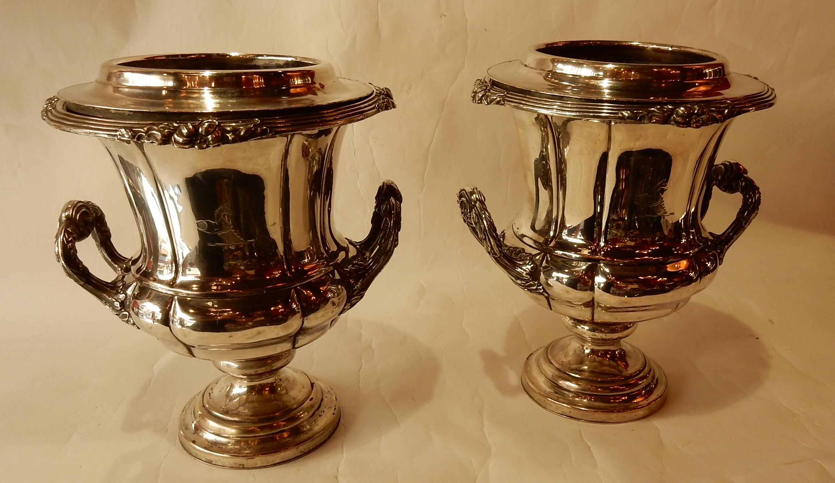 Napoleon III 1900 Pair of Silver Metal Refreshers in the Style of Napoleon 3 For Sale