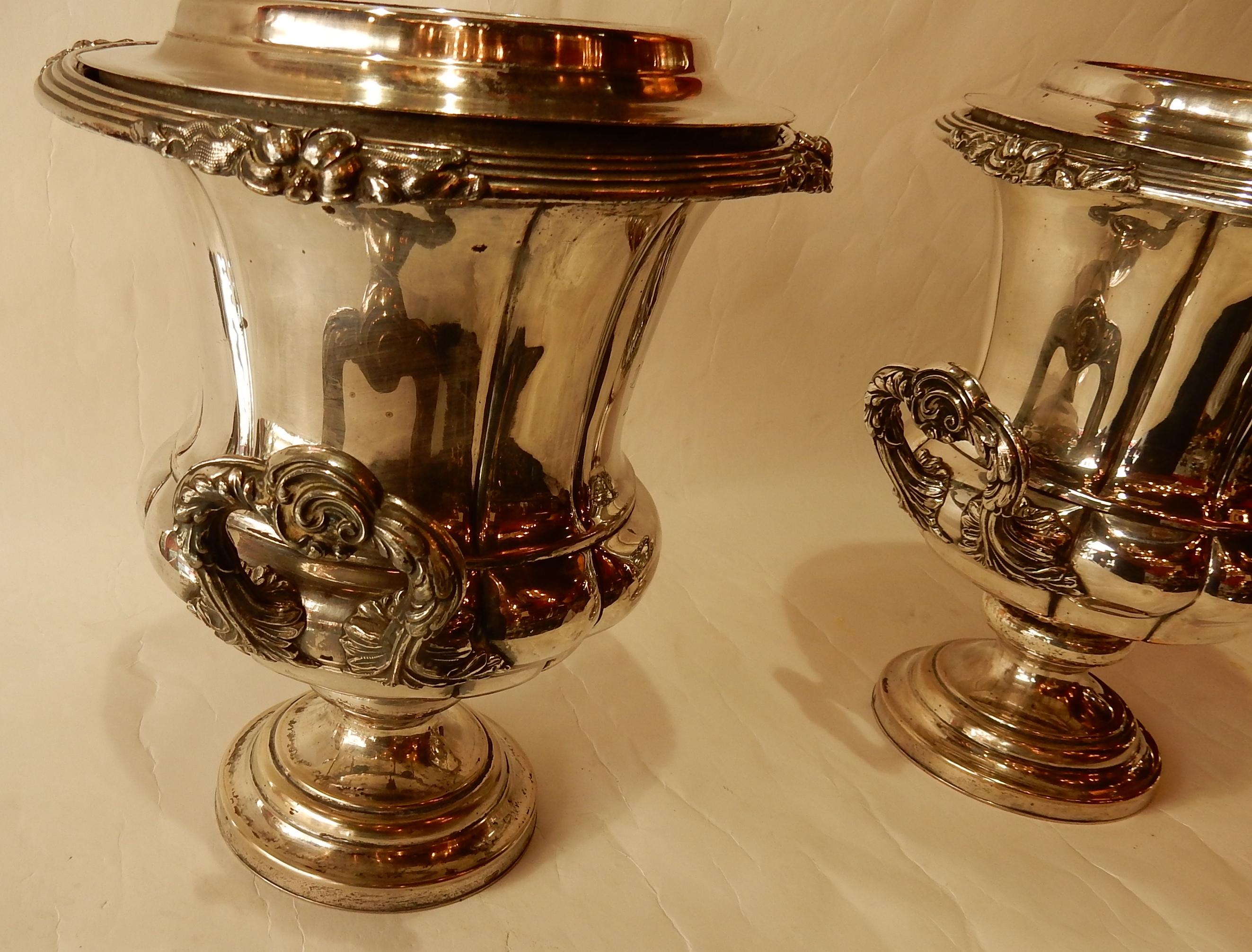 Silvered 1900 Pair of Silver Metal Refreshers in the Style of Napoleon 3 For Sale