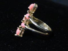 $ 199 Rare Important Estate Genuine Coral Stone 18KT Gold Plate Ring