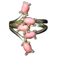 $ 199 Rare Important Estate Genuine Coral Stone 18KT Gold Plate Ring