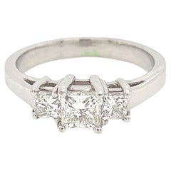 1.01 Carat Princess-cut Diamond Three Stone Engagement Ring