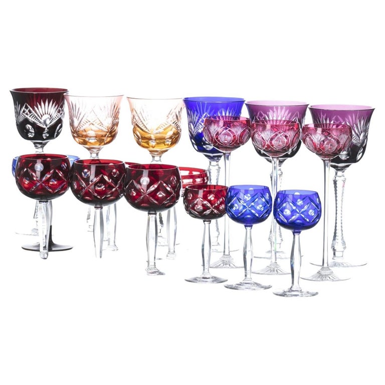 CRYSTAL WHITE WINE GLASSES COLOR LINES DESIGN - Bohemia Crystal - Original  crystal from Czech Republic.