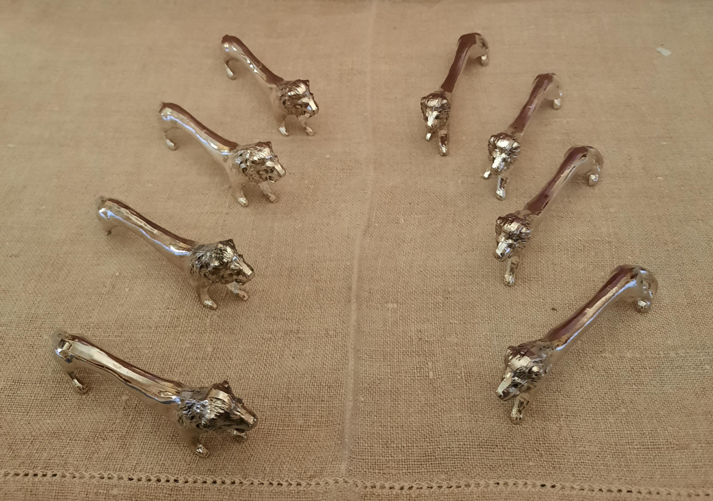Other 8 French Vintage Lion Silver Plated Knife or Chopstick Rests