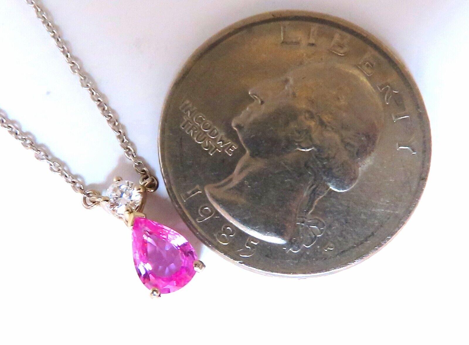Pear Cut . 80ct natural pink sapphire diamonds drop pendant necklace 14 karat For Sale