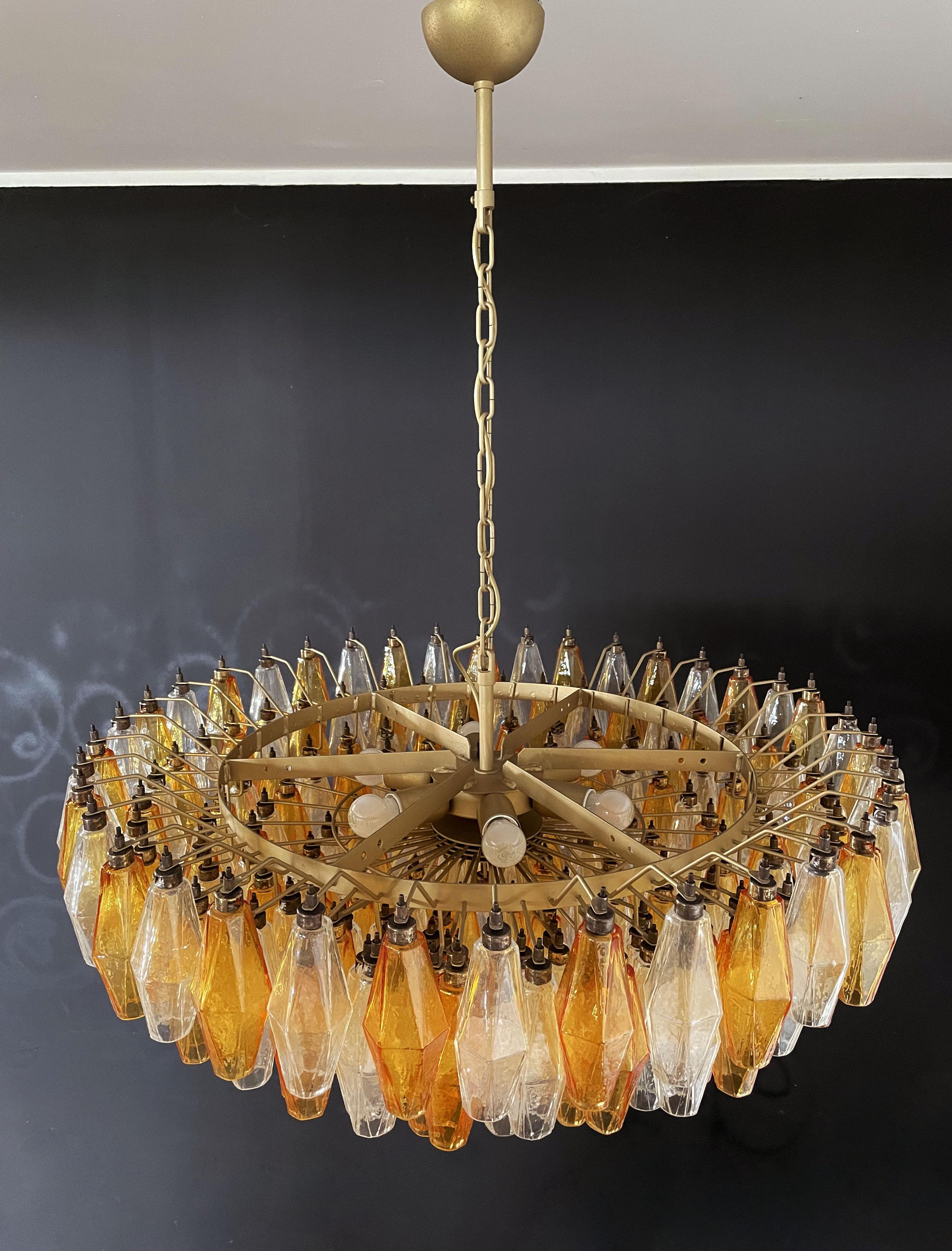 Amber & Clear Murano Glass Chandelier 4