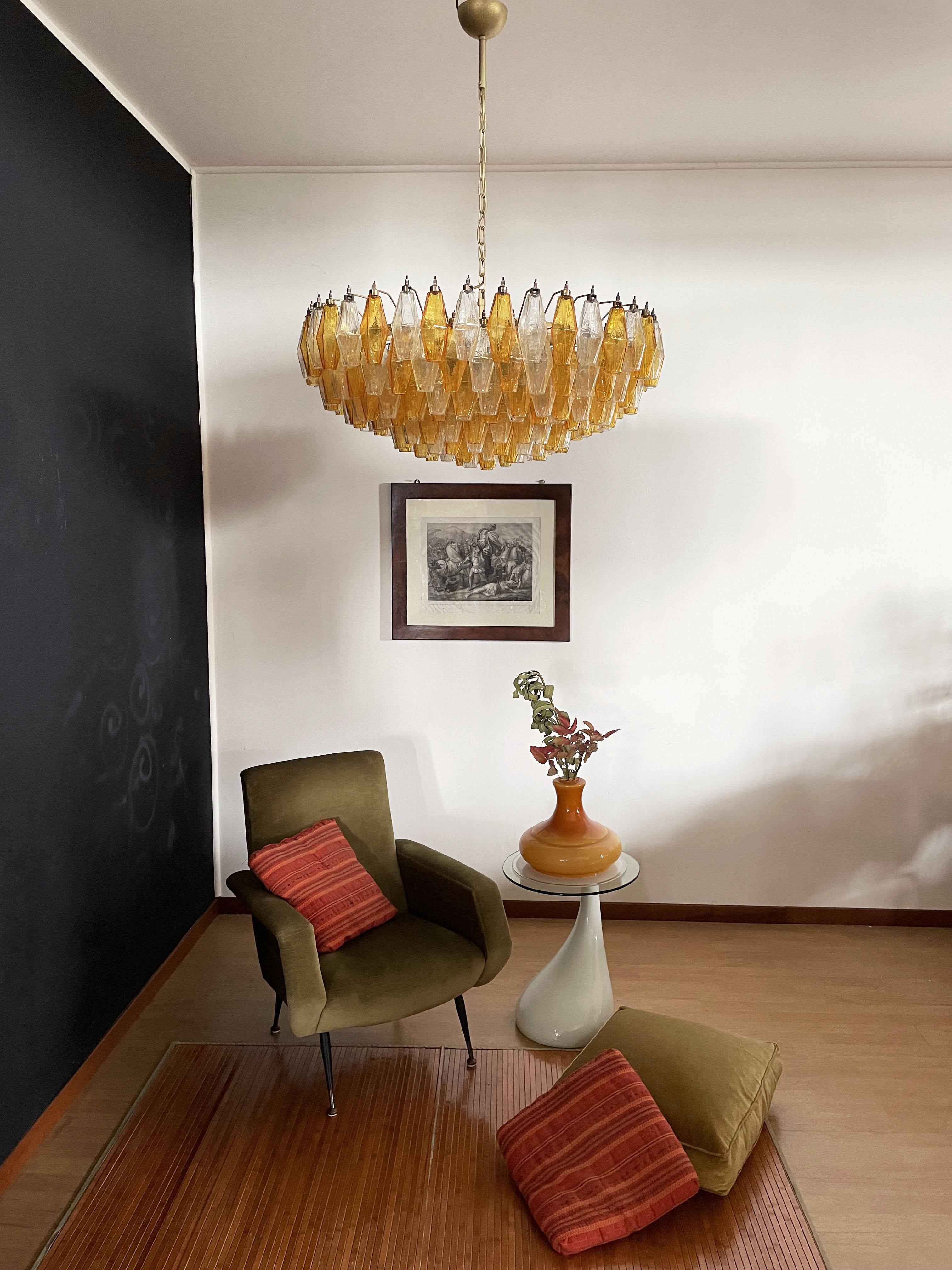 Amber & Clear Murano Glass Chandelier 7