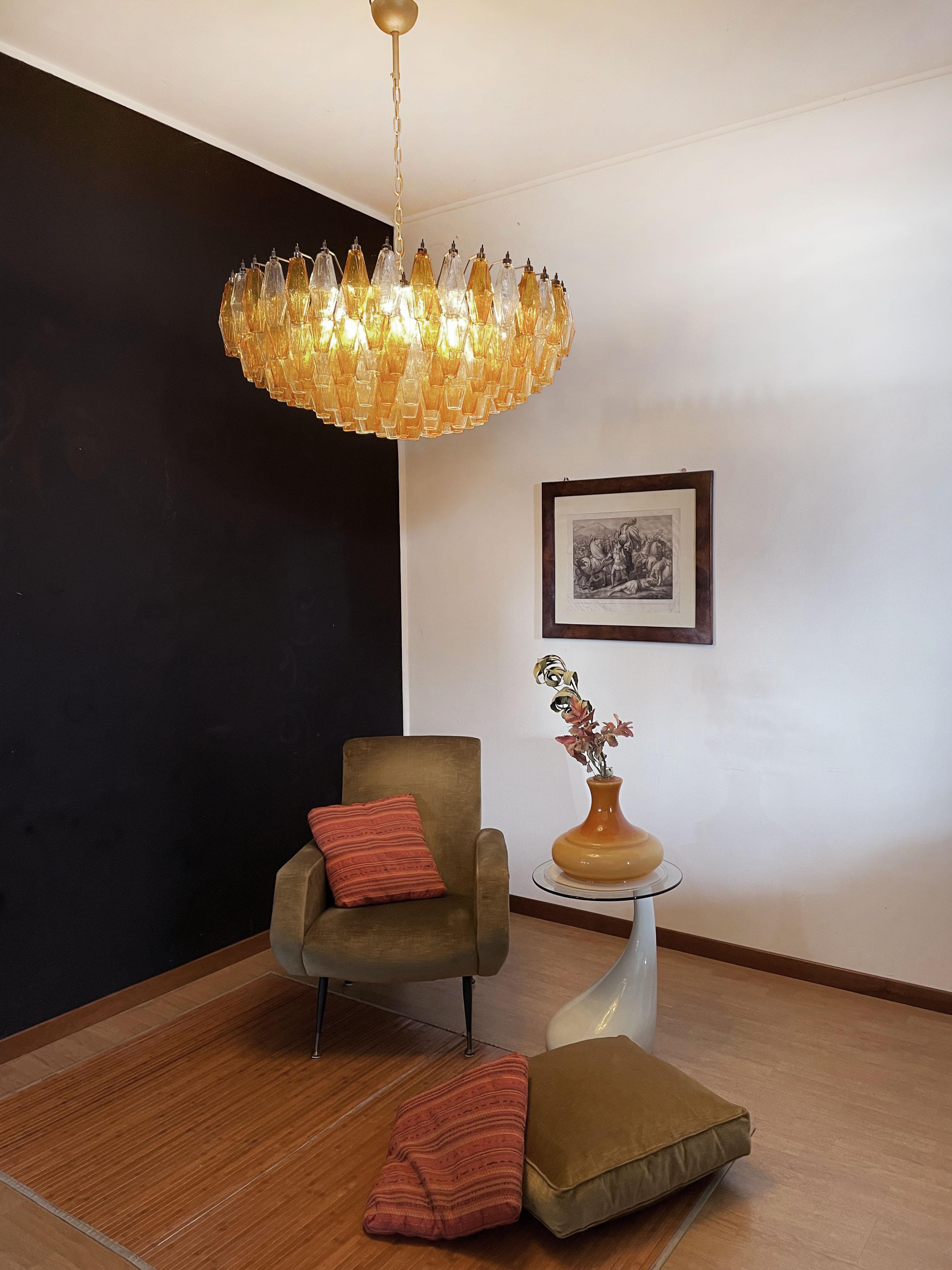 Amber & Clear Murano Glass Chandelier 10