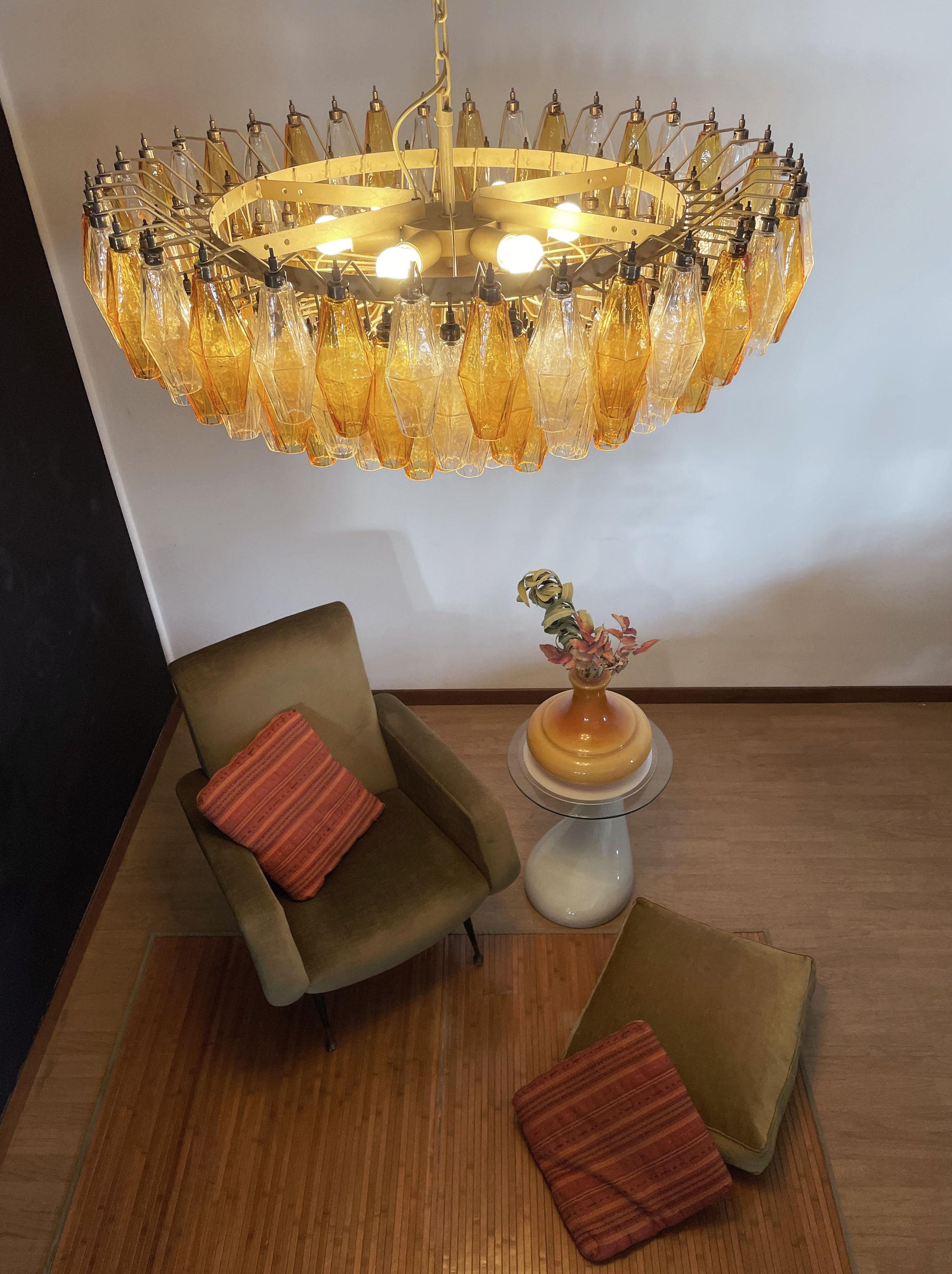 Amber & Clear Murano Glass Chandelier 11