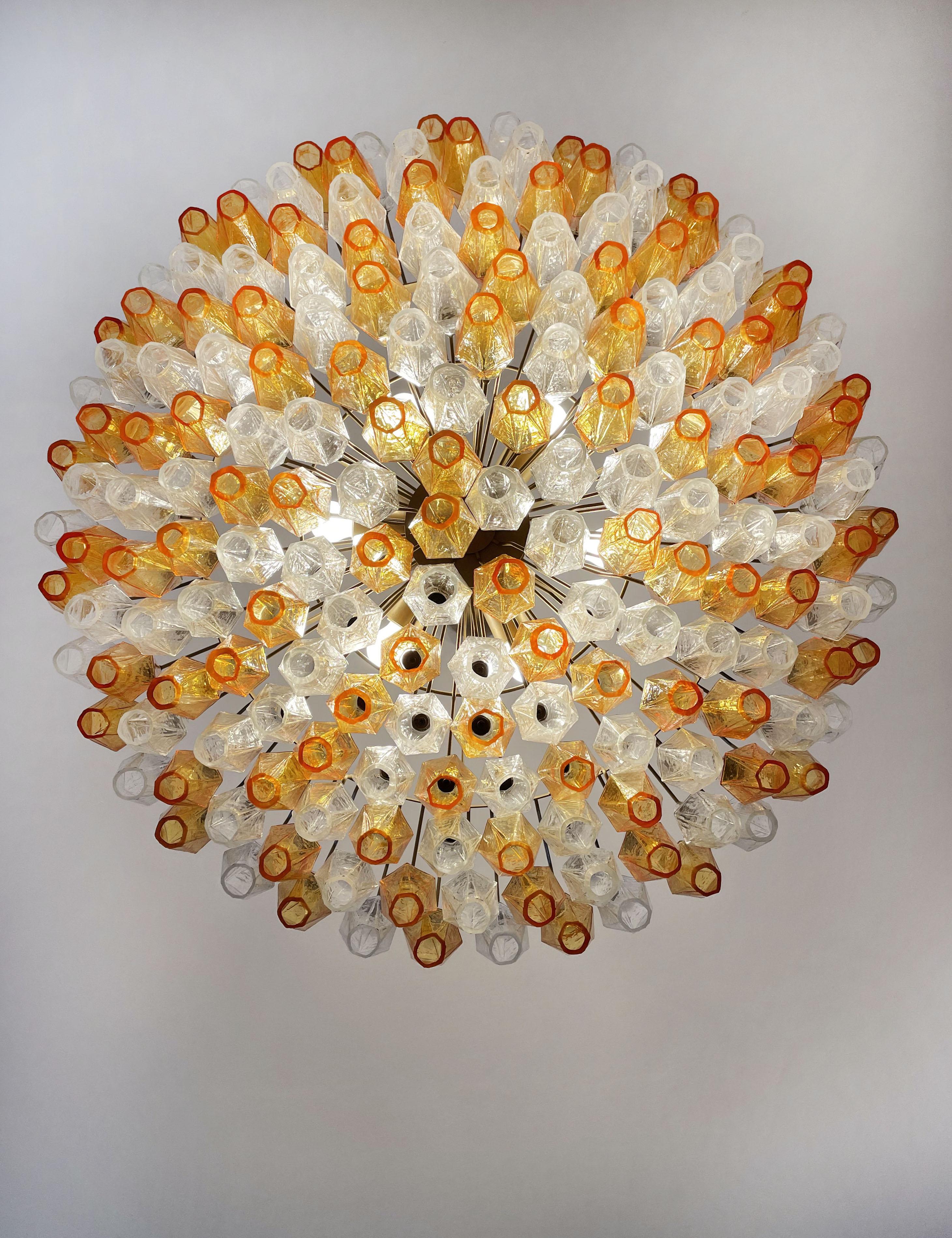 Amber & Clear Murano Glass Chandelier 13