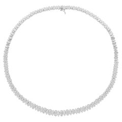 : Amwaj Jewellery 18K White Gold Marquise and Emerald Cut Diamond Necklace