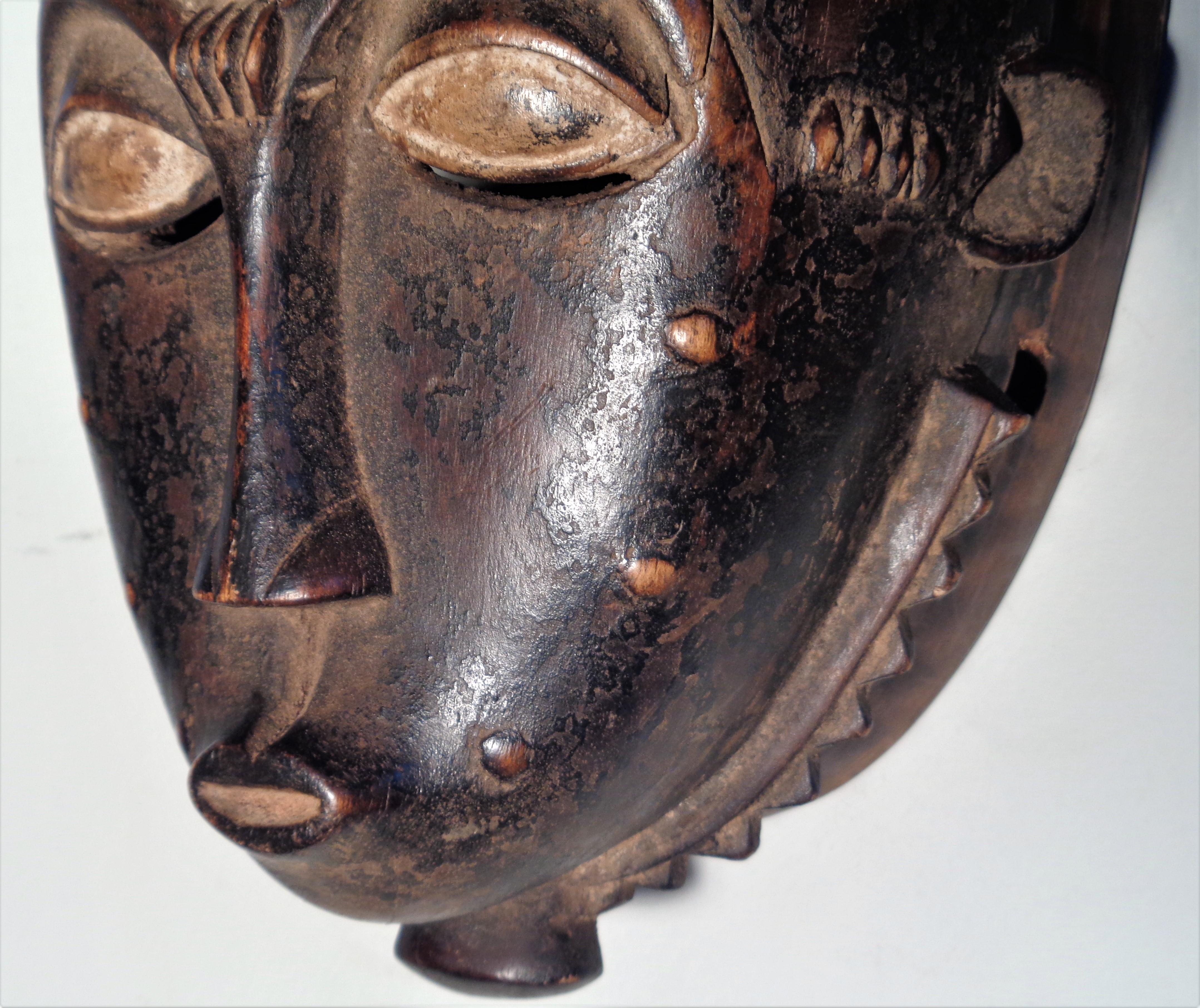 Antique Baule Peoples Portrait Mask, Ivory Coast Africa 1