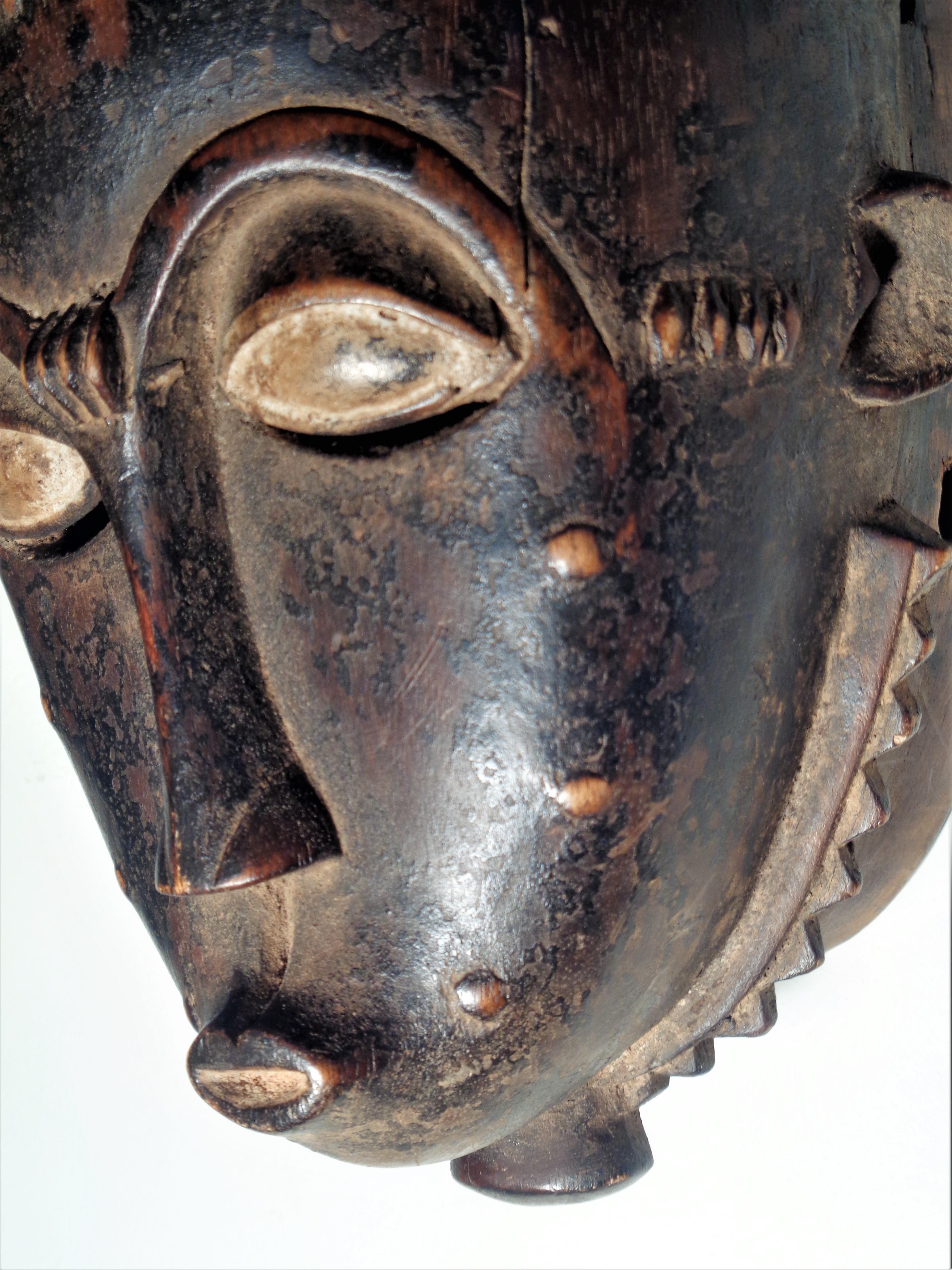 Antique Baule Peoples Portrait Mask, Ivory Coast Africa 5