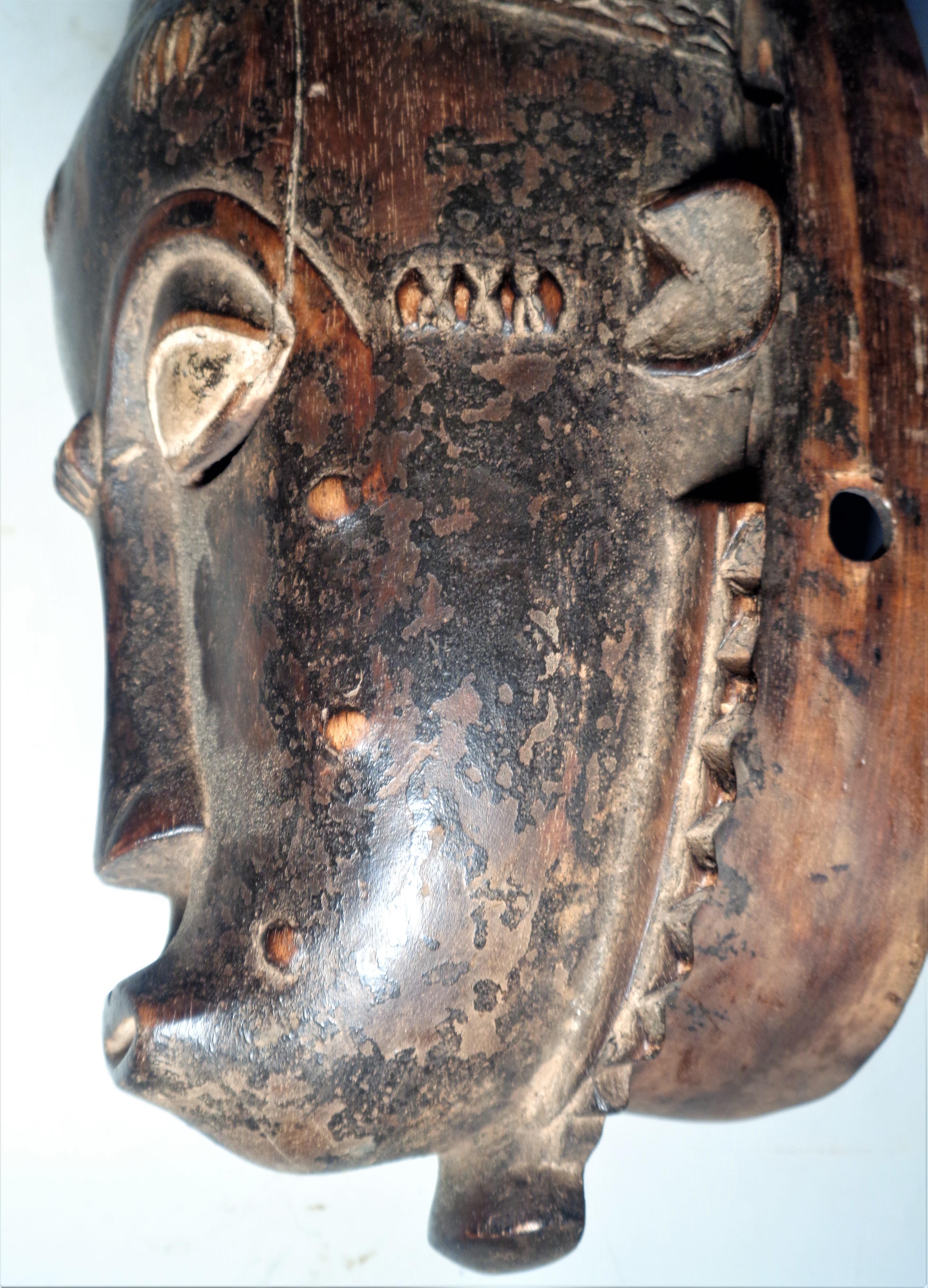Antique Baule Peoples Portrait Mask, Ivory Coast Africa 8