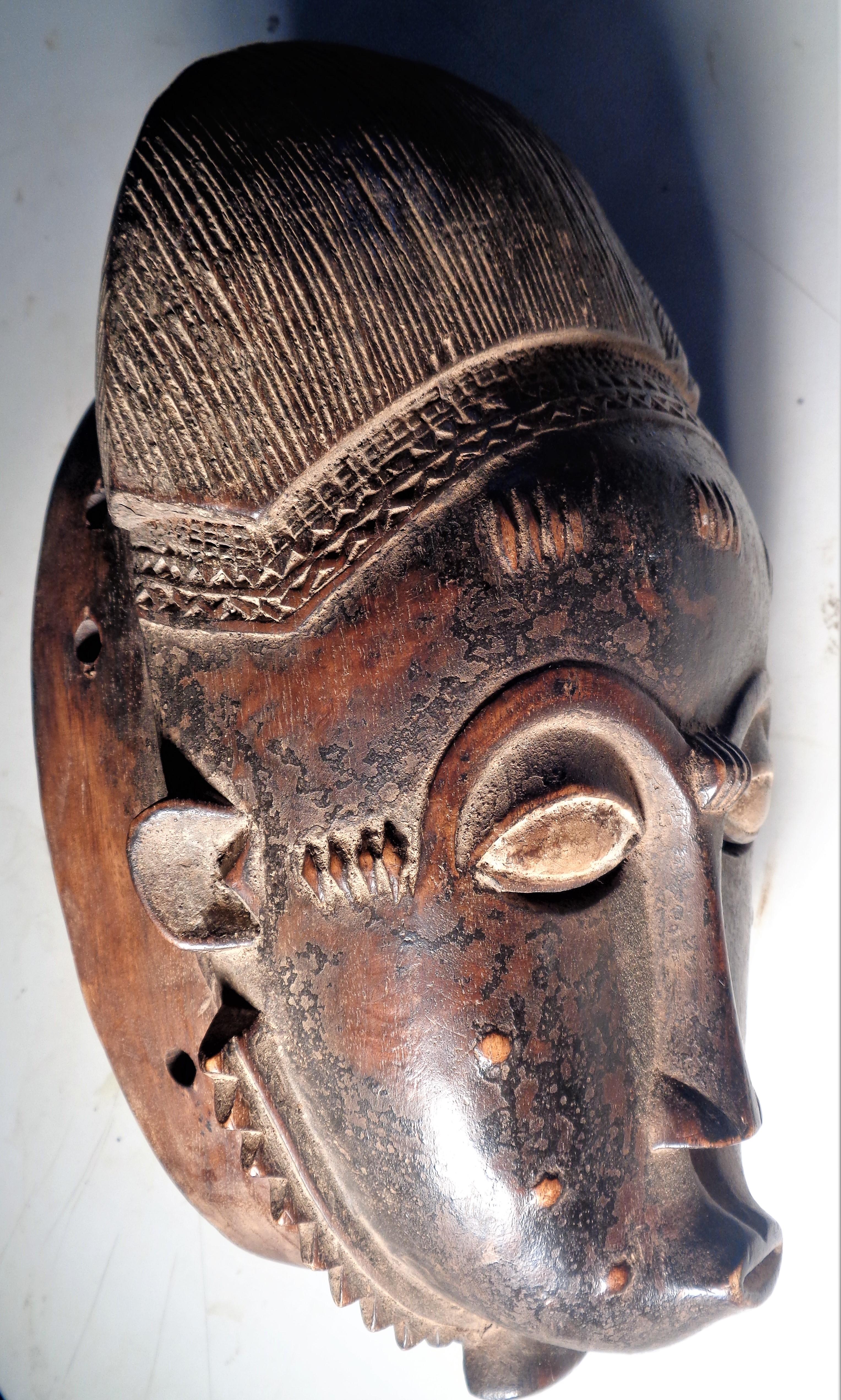 Antique Baule Peoples Portrait Mask, Ivory Coast Africa 9