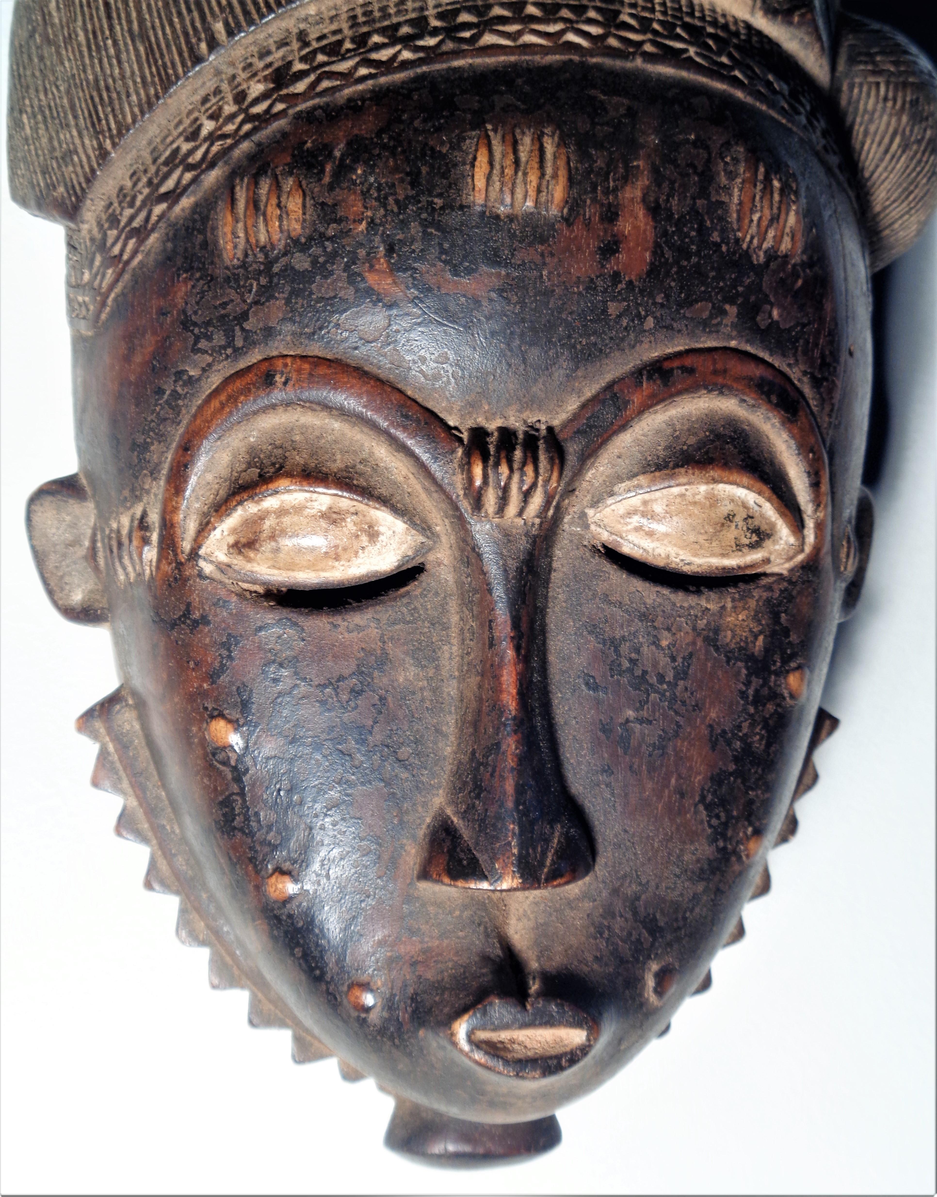 Antique Baule Peoples Portrait Mask, Ivory Coast Africa 11