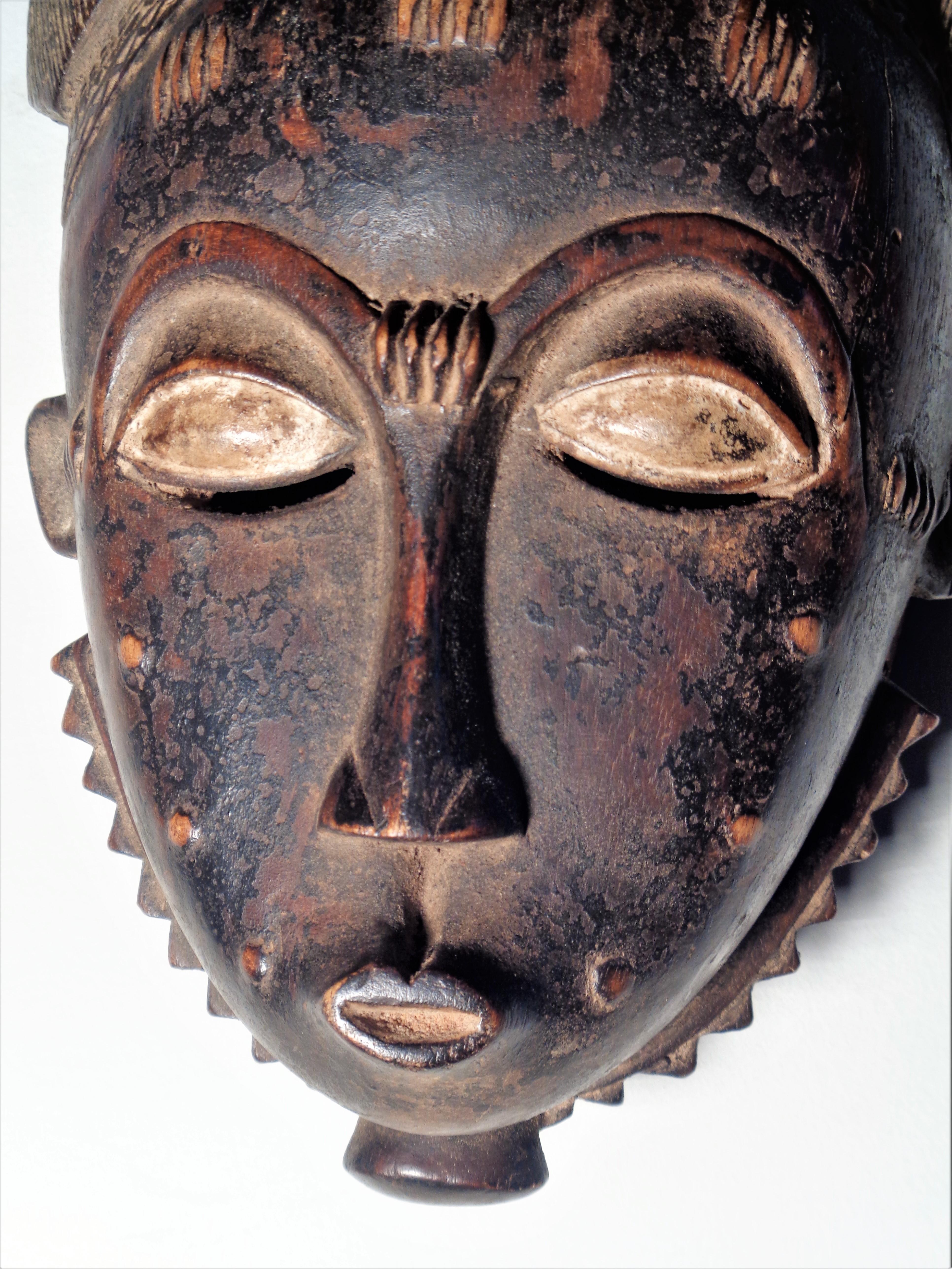 Ivorian Antique Baule Peoples Portrait Mask, Ivory Coast Africa
