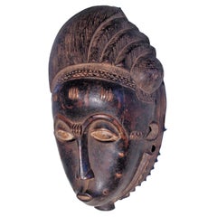 Antique Baule Peoples Portrait Mask, Ivory Coast Africa