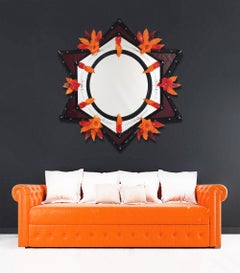 " Arancio" Contemporary Murano Glass Mirror by Fratelli Tosi Murano
