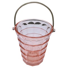 Art Deco Pink Glass Ice Bucket, 1930's America