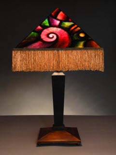 Art Donovan / Geometric Deco Table Lamp, Hand Painted