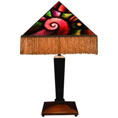 Vintage Art Donovan / Geometric Deco Table Lamp, Hand Painted