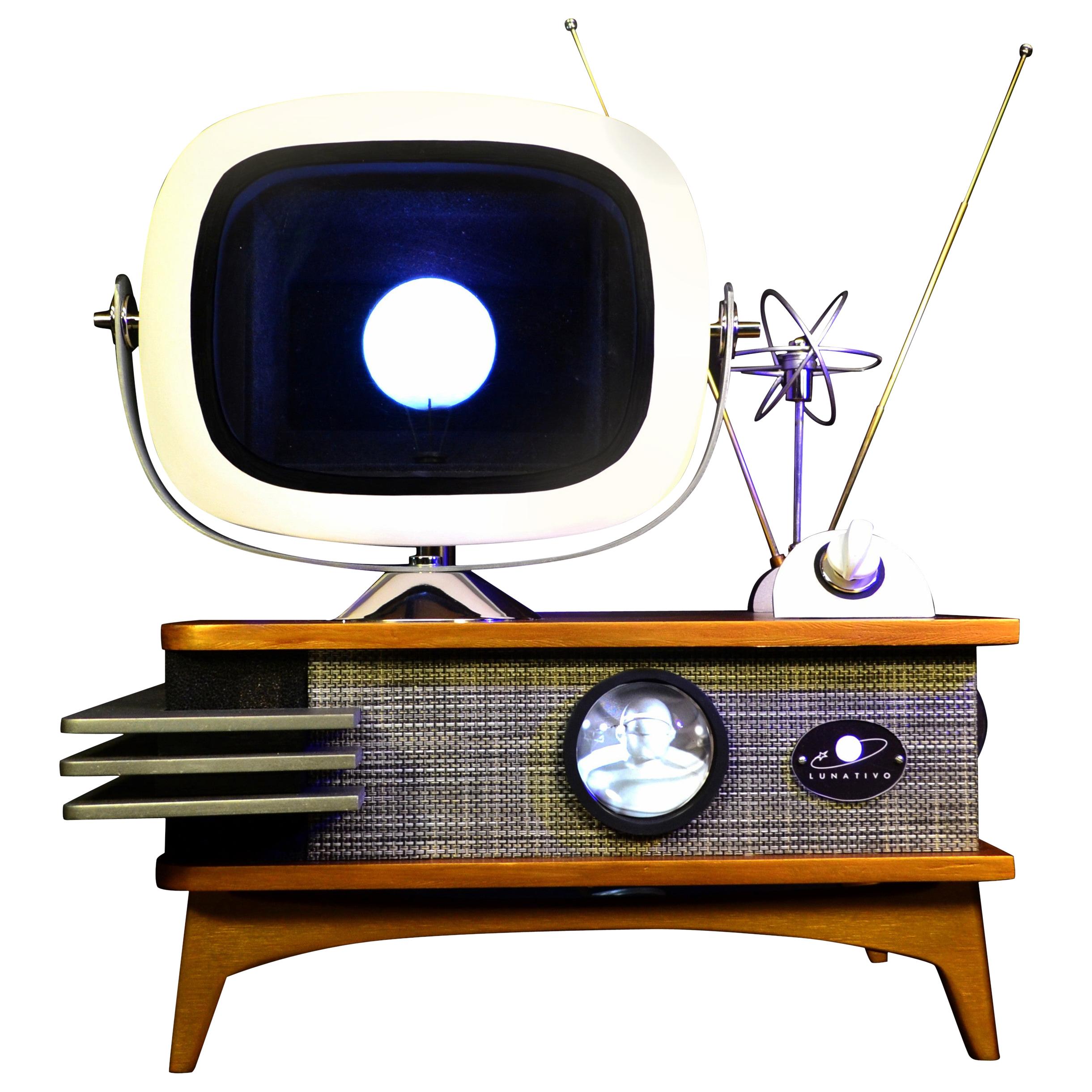 Art Donovan / Kinetic, Illuminated, Moon TV Sculpture, Midcentury/Atomic Age