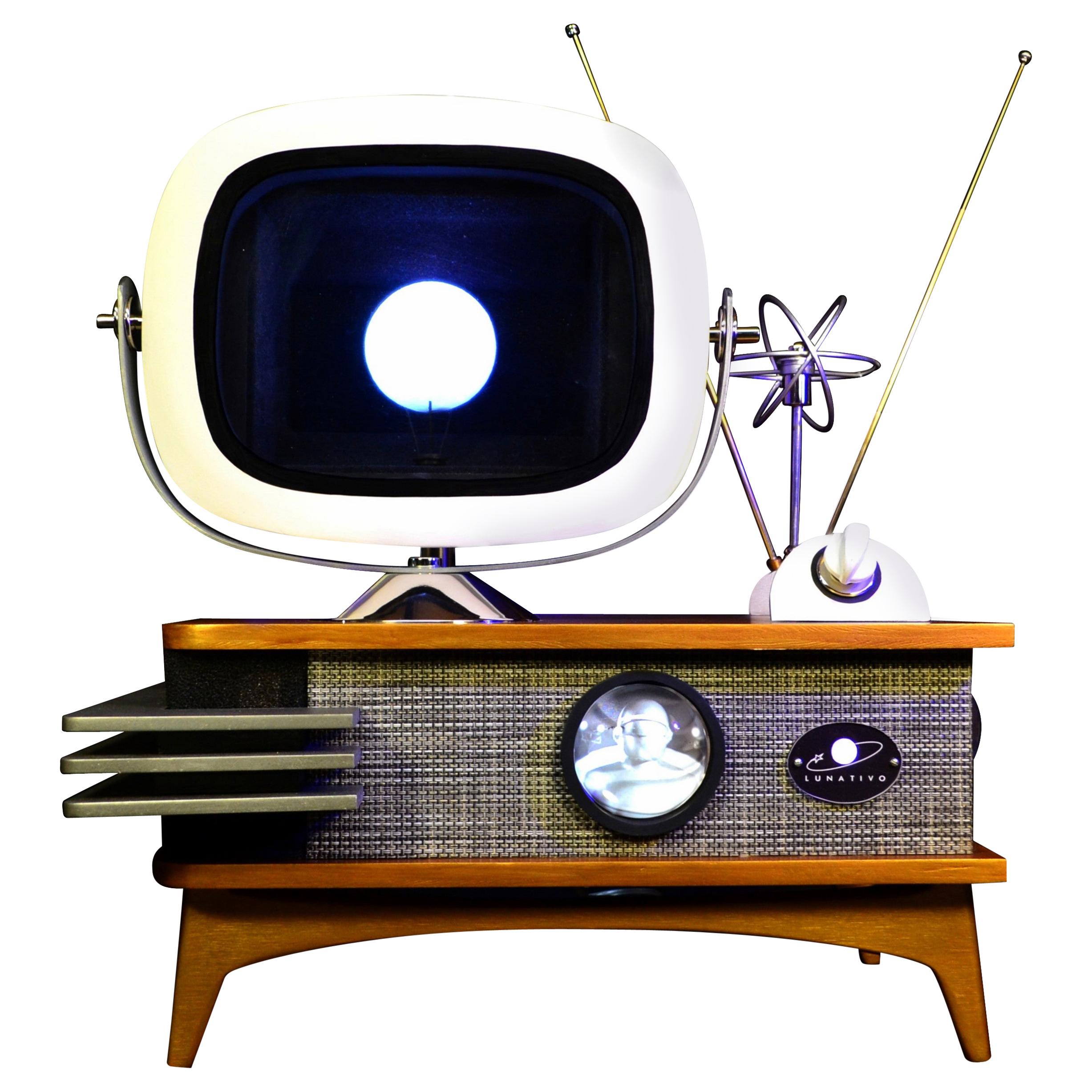 Art Donovan / Kinetic, Illuminated, Moon Tv Sculpture, Midcentury/Atomic Age For Sale