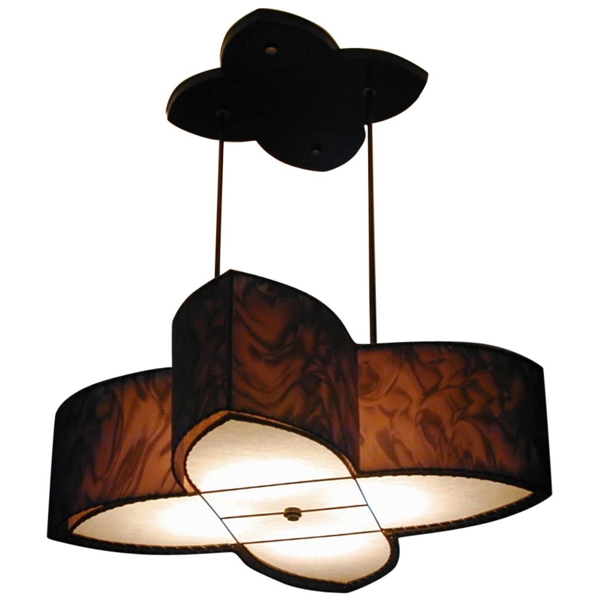 Art Donovan / "Lotus" Handmade, Double Shade, Pendant Lamp For Sale