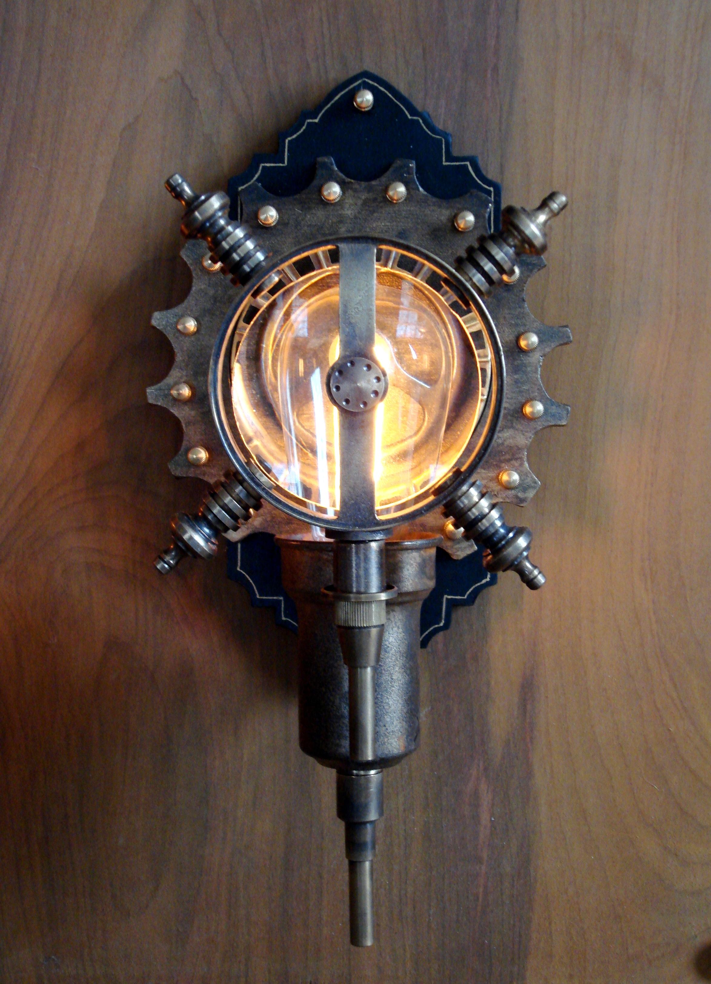 This Steampunk wall lamp was created as a 