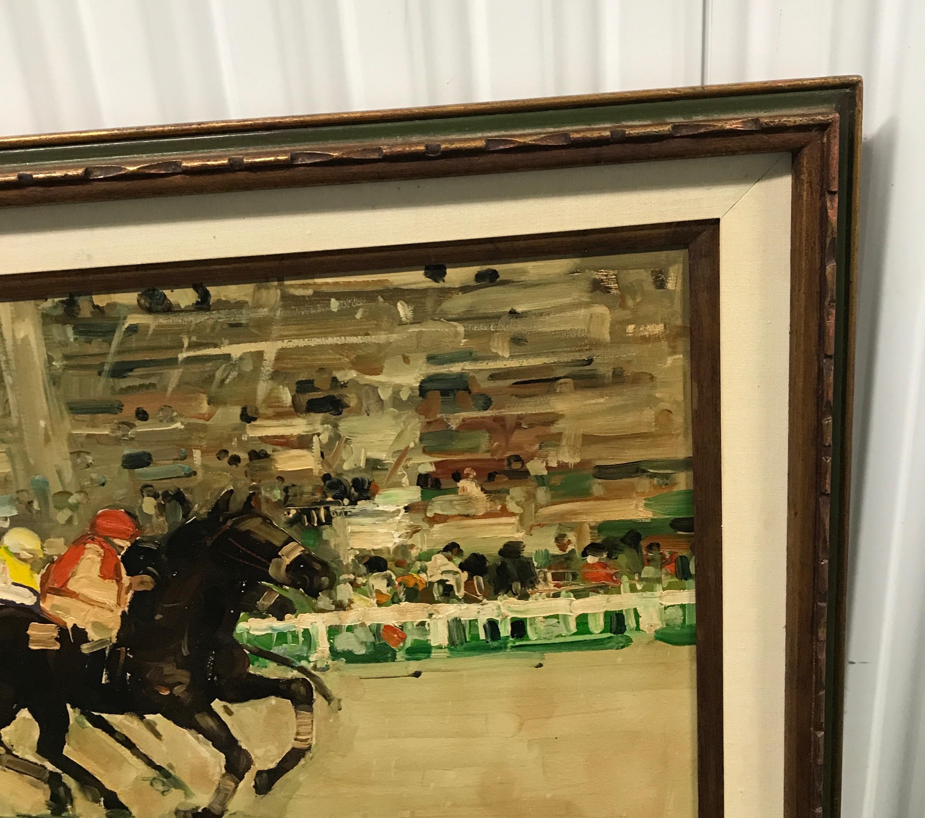 „“ At The Races „“, Original-Ölgemälde im Zustand „Gut“ im Angebot in West Palm Beach, FL