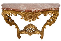 А Big Carved and Gilded Wood Console Table, Regency Period, 18th Century